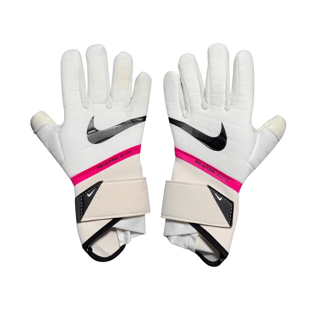 Nike Phantom Elite White and Pink Goalkeeper Gloves