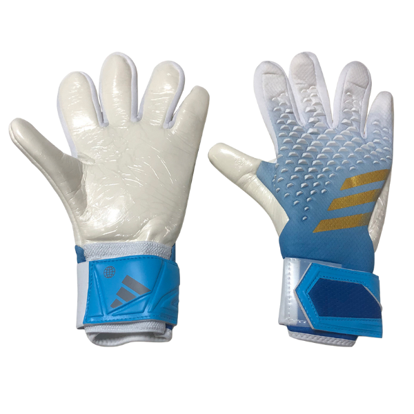 Adidas Predator Accuracy League White Light Blue and Gold Goalkeeper Gloves