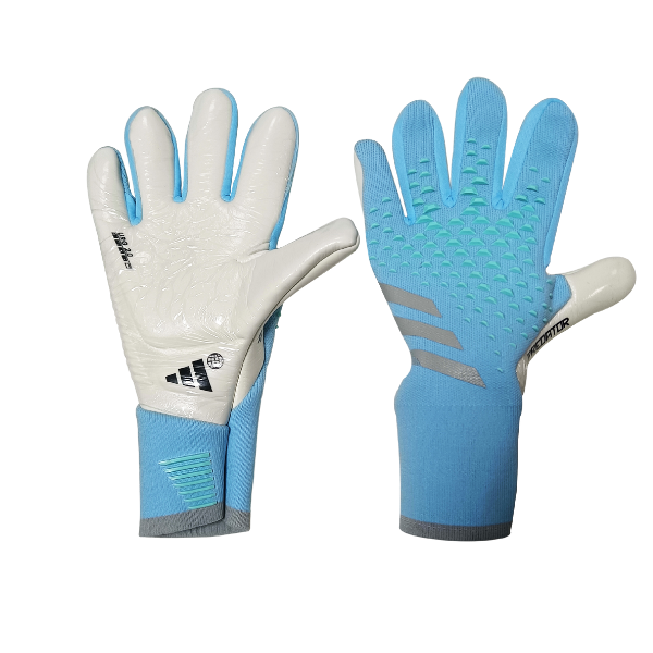 Adidas Predator Accuracy Pro Light Blue and Gray Goalkeeper Gloves