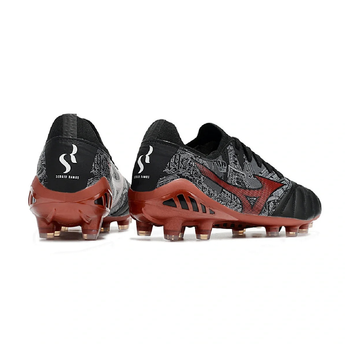 Mizuno Morelia Neo III Elite Sergio Ramos Black Gray and Red FG