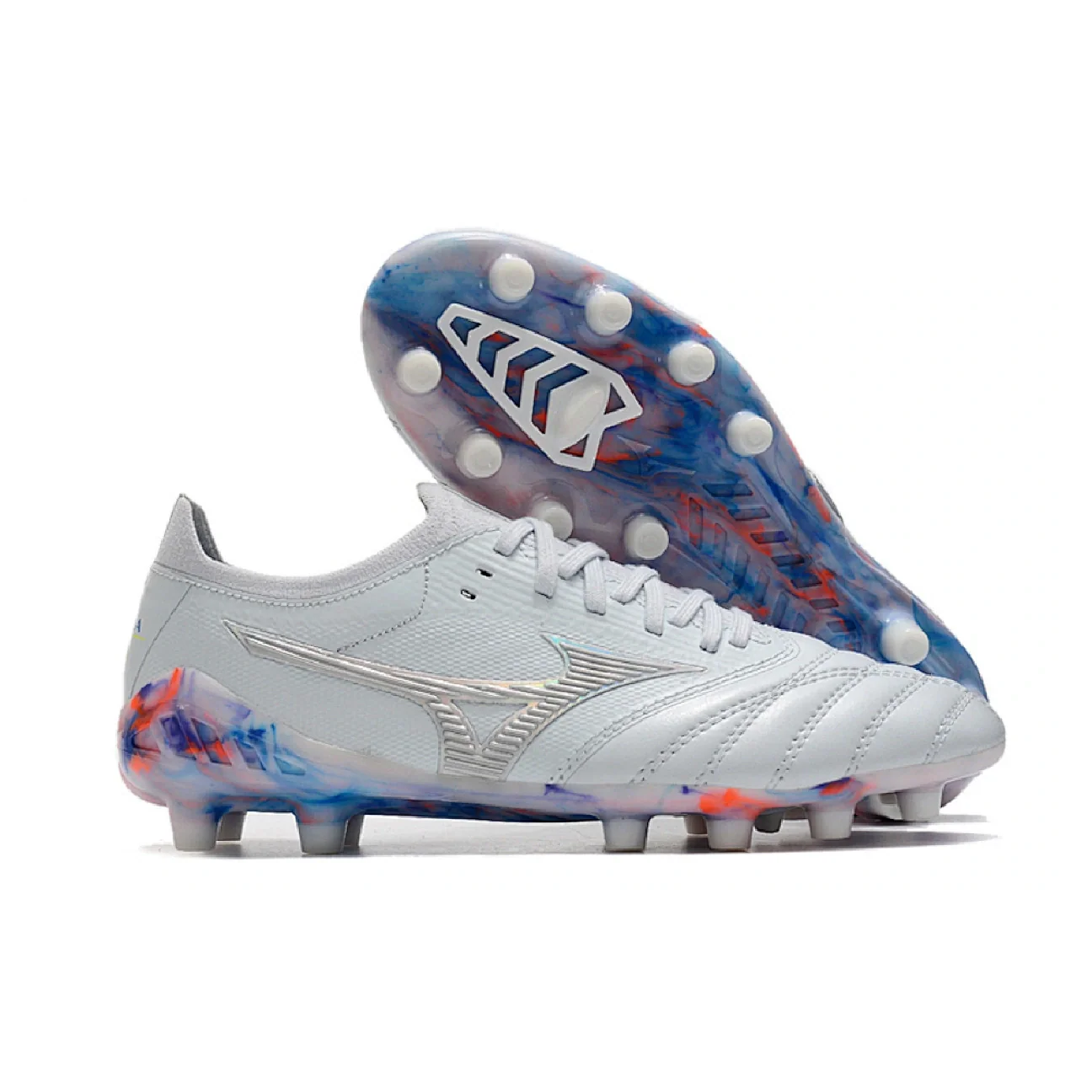 Mizuno Morelia Neo III Elite White Blue and Red FG