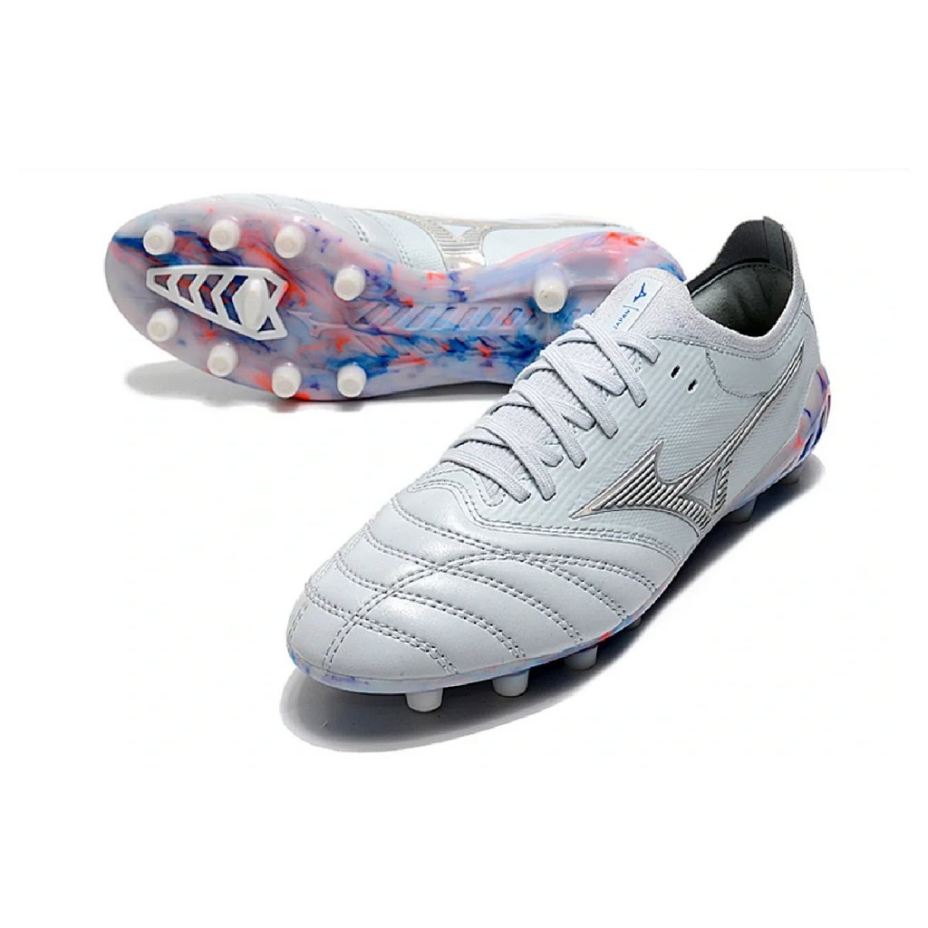 Mizuno Morelia Neo III Elite White Blue and Red FG