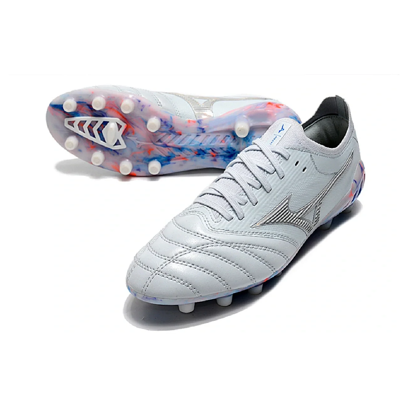 Mizuno Morelia Neo III Elite White Blue and Red FG