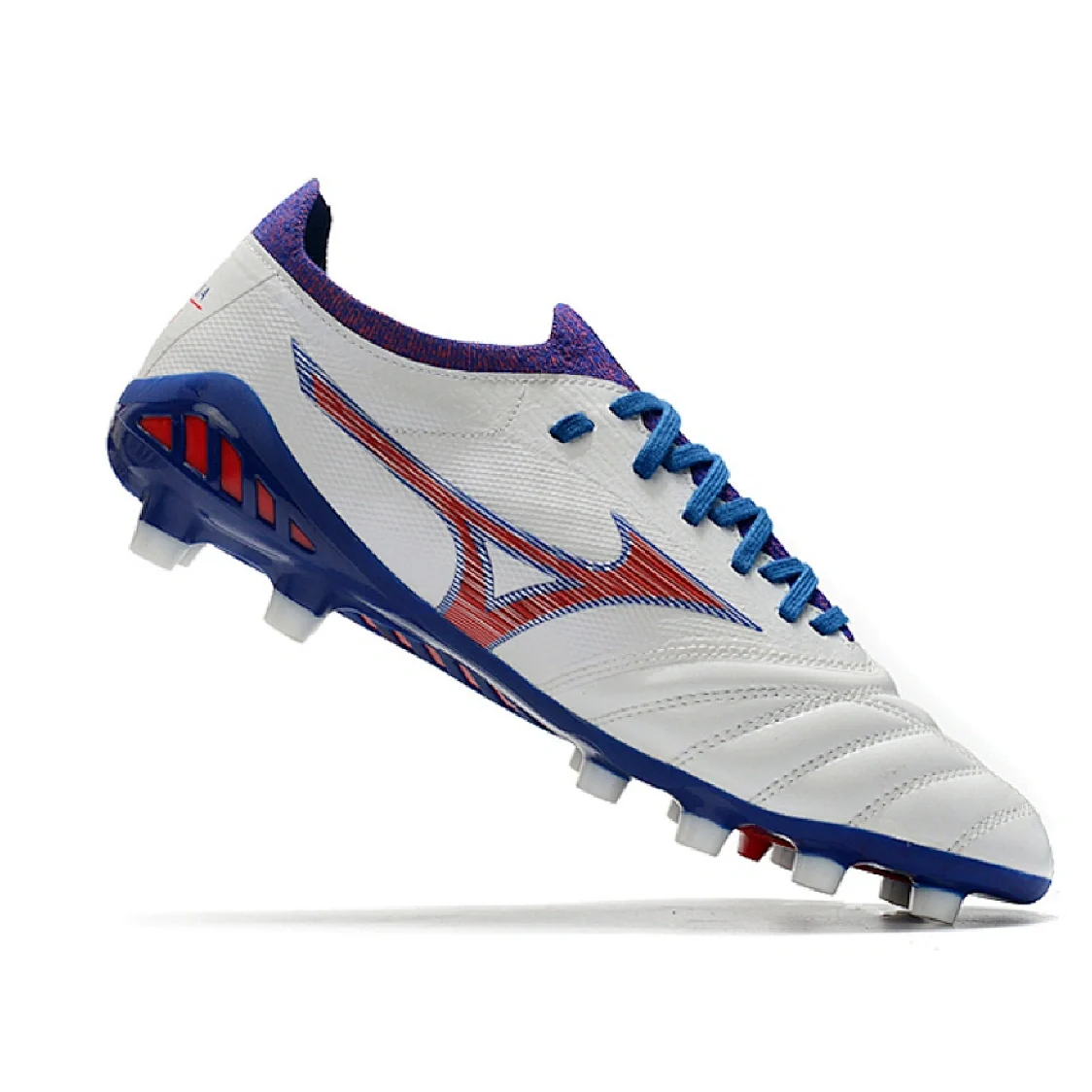 Mizuno Morelia Neo III Pro White Blue and Red FG