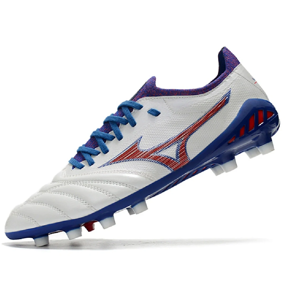 Mizuno Morelia Neo III Pro White Blue and Red FG