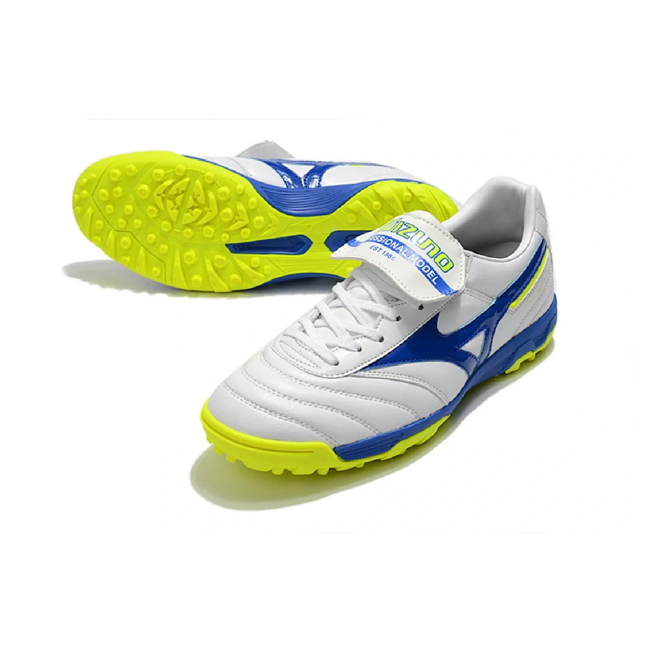Mizuno Morelia Sala Classic White Blue and Yellow TF