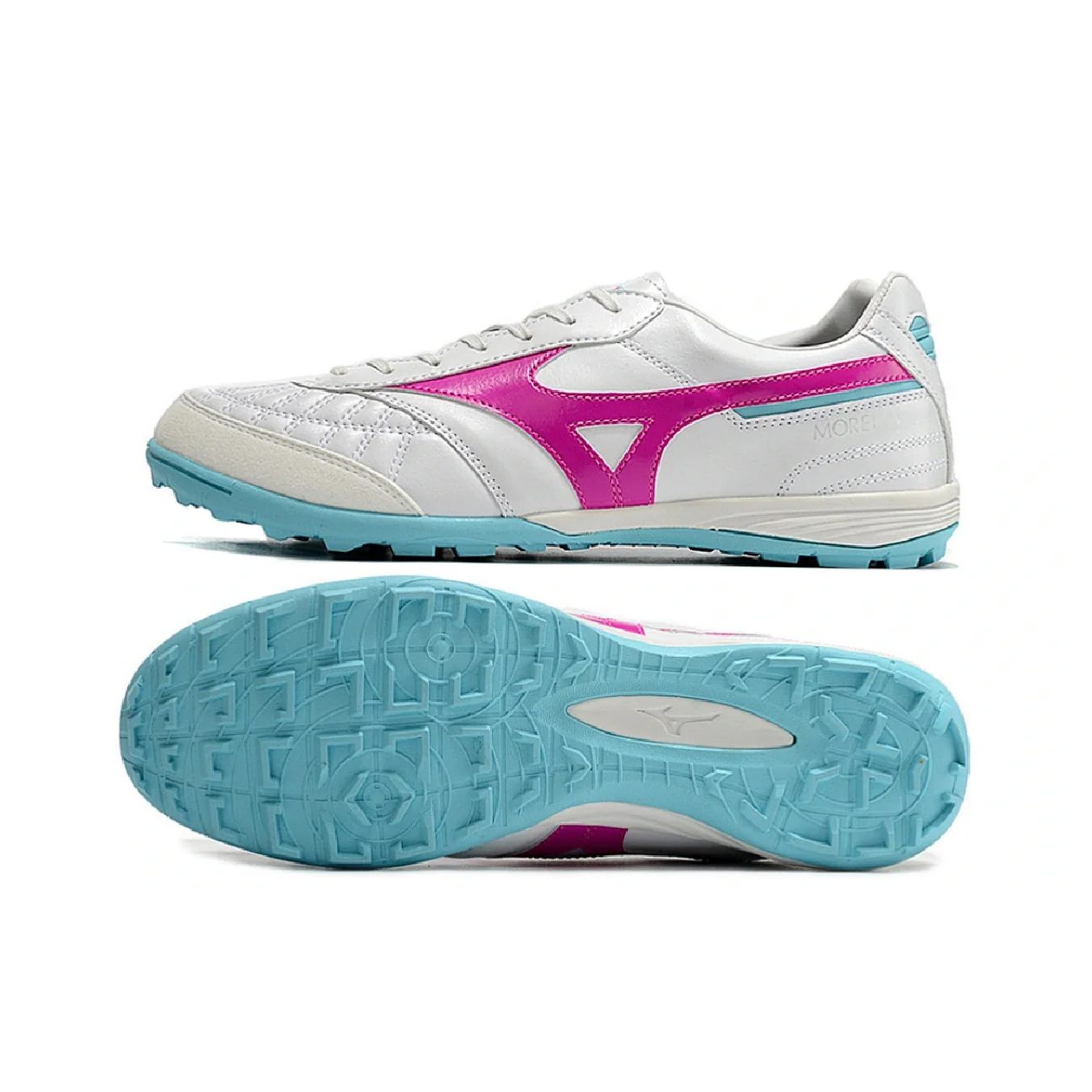 Mizuno Morelia Sala White Pink and Blue TF