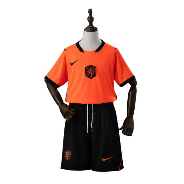 Netherlands Nike 2026 Home Kids Version Football T-Shirt + Shorts Kit