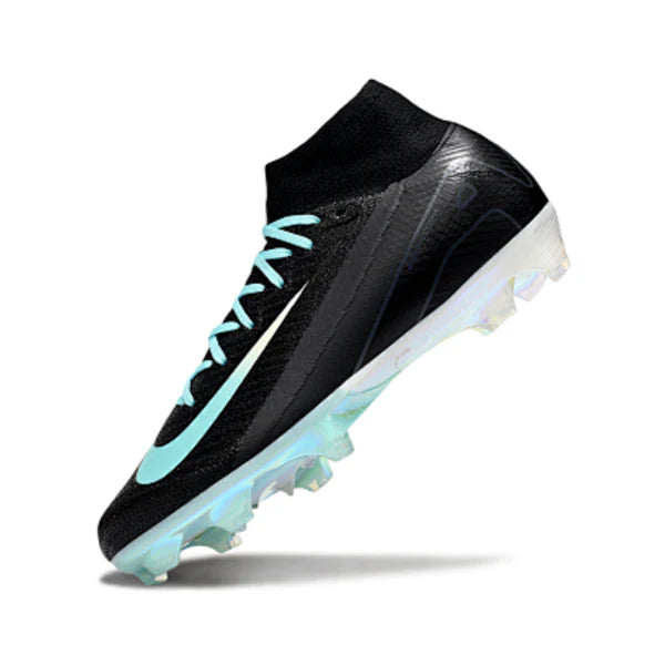 Nike Air Zoom Mercurial Superfly 10 Elite Black White and Light Blue Firm Ground FG Kids Football Boot