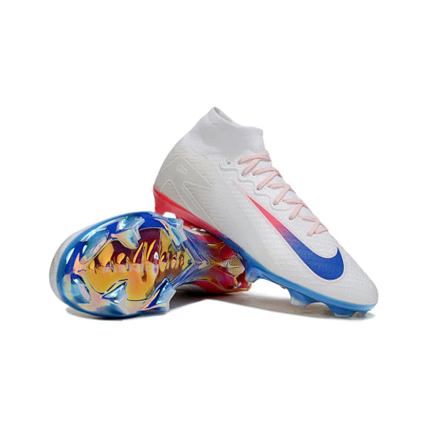 Nike Air Zoom Mercurial Superfly 10 Elite White Orange and Blue Firm Ground FG Kids Football Boot