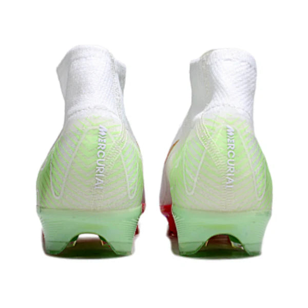 Nike Air Zoom Mercurial Superfly 10 Elite White Pink and Green Firm Ground FG Kids Football Boot