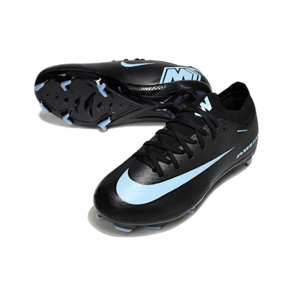 Nike Air Zoom Mercurial Vapor 16 Elite Black and Light Blue Firm Ground FG Kids Football Boot