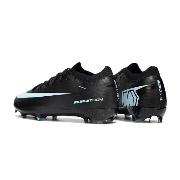 Nike Air Zoom Mercurial Vapor 16 Elite Black and Light Blue Firm Ground FG Kids Football Boot