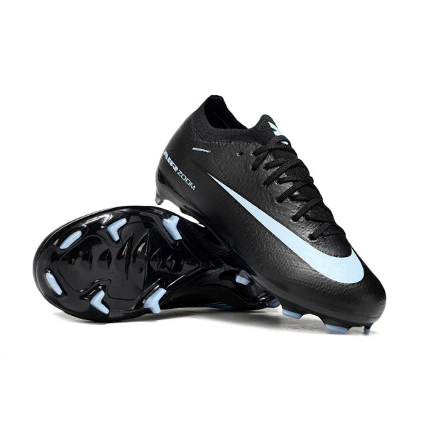 Nike Air Zoom Mercurial Vapor 16 Elite Black and Light Blue Firm Ground FG Kids Football Boot