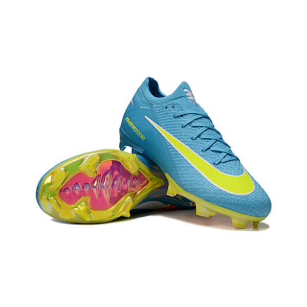 Nike Air Zoom Mercurial Vapor 16 Elite Light Blue and Green Firm Ground FG Kids Football Boot
