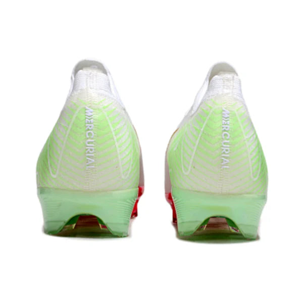 Nike Air Zoom Mercurial Vapor 16 Elite White Pink and Green Firm Ground FG Kids Football Boot