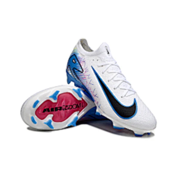 Nike Air Zoom Mercurial Vapor 16 Elite White and Light Blue Firm Ground FG Kids Football Boot