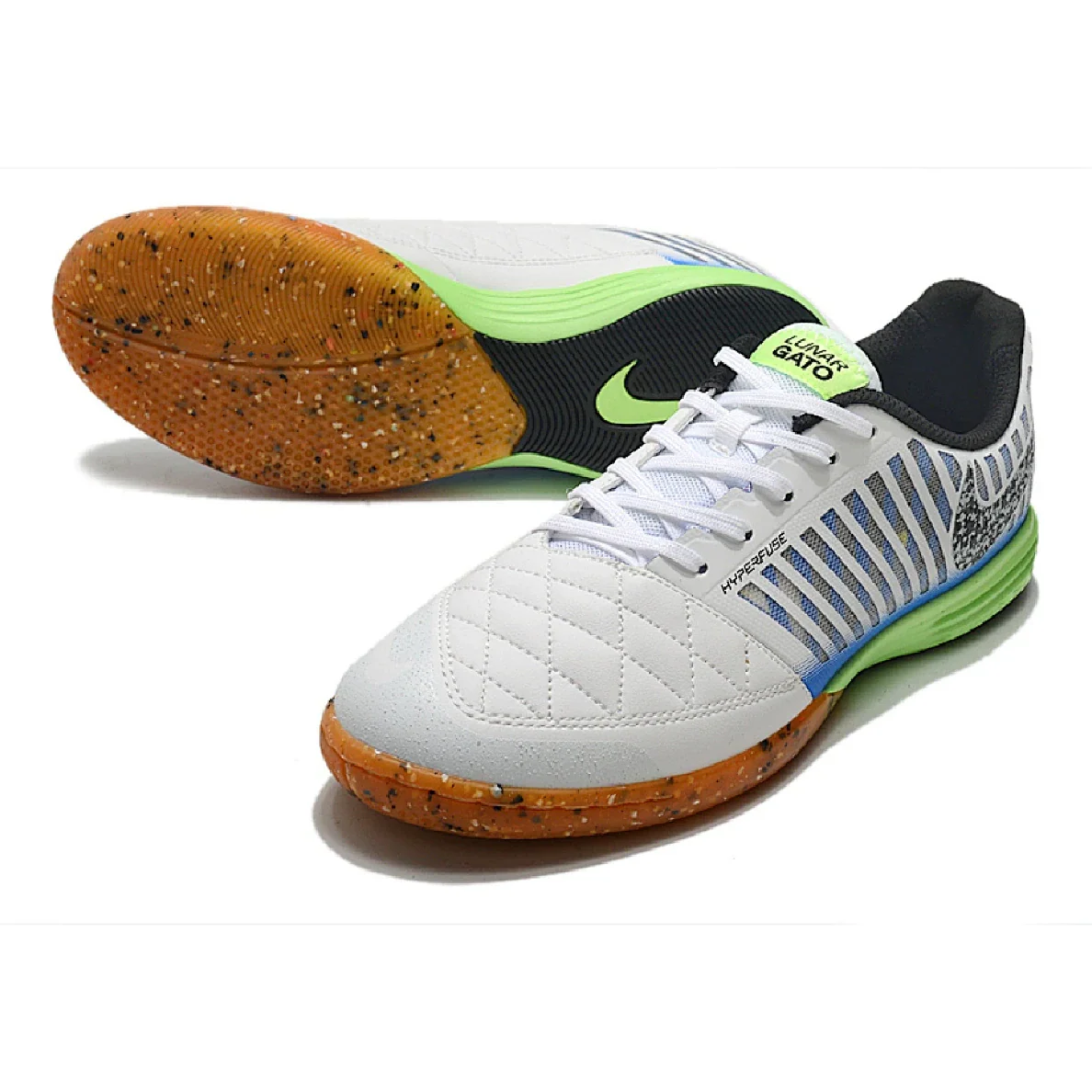 Nike Lunar Gato II IC White Blue and Green Futsal IC