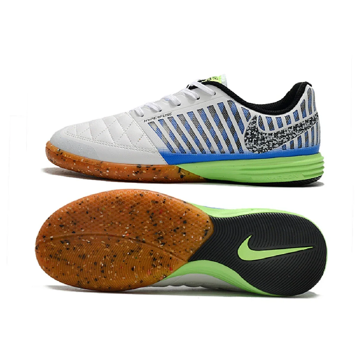 Nike Lunar Gato II IC White Blue and Green Futsal IC