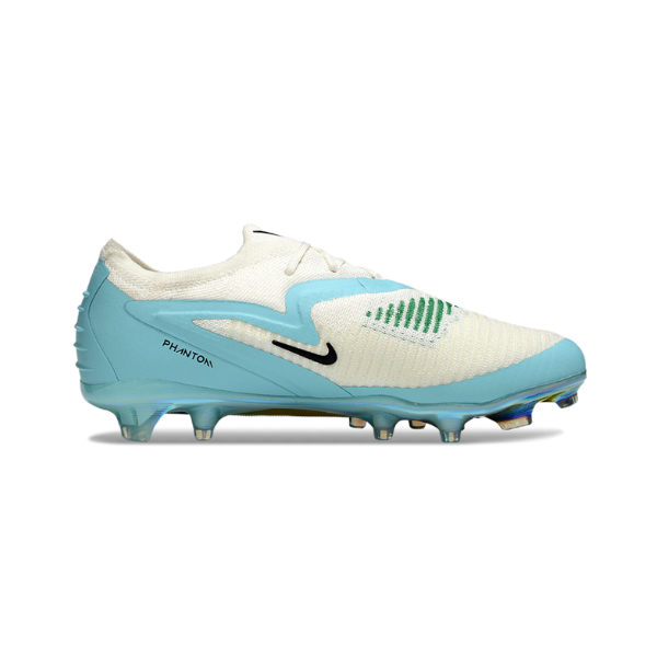 Nike Phantom 6 Elite White and Light Blue Firm Ground FG Kids Football Boot