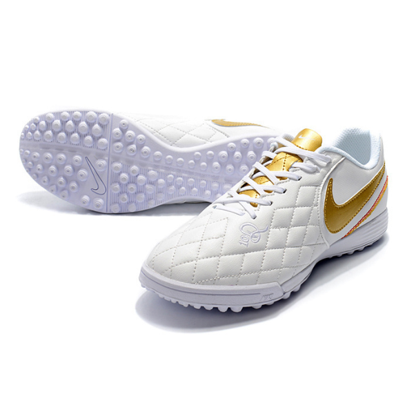 Nike Tiempo 7 Academy White and Golden TF