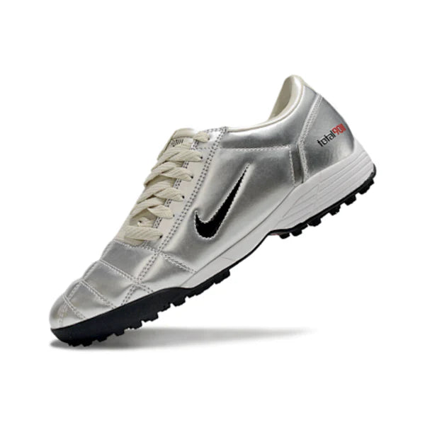 Nike Total 90 III Kids Turf TF Football Boot Silver and Gray