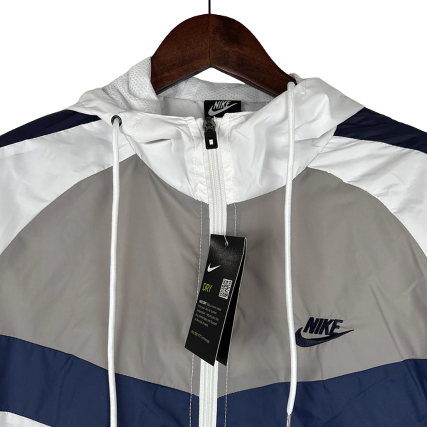 Nike White Grey and Blue Windbreaker Jacket