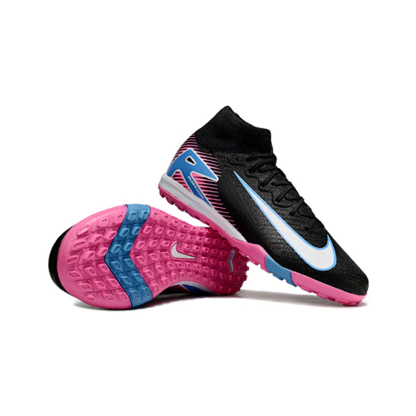 Nike Zoom Mercurial Superfly 10 Elite Black Light Pink and Blue Turf TF Kids Football Boot