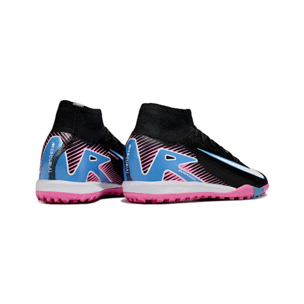 Nike Zoom Mercurial Superfly 10 Elite Black Light Pink and Blue Turf TF Kids Football Boot