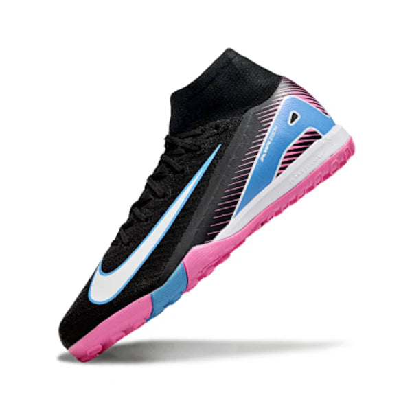 Nike Zoom Mercurial Superfly 10 Elite Black Light Pink and Blue Turf TF Kids Football Boot