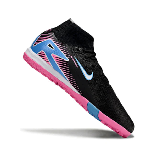 Nike Zoom Mercurial Superfly 10 Elite Black Light Pink and Blue Turf TF Kids Football Boot