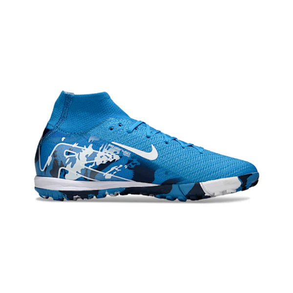 Nike Zoom Mercurial Superfly 10 Elite Blue and White Turf TF Kids Football Boot