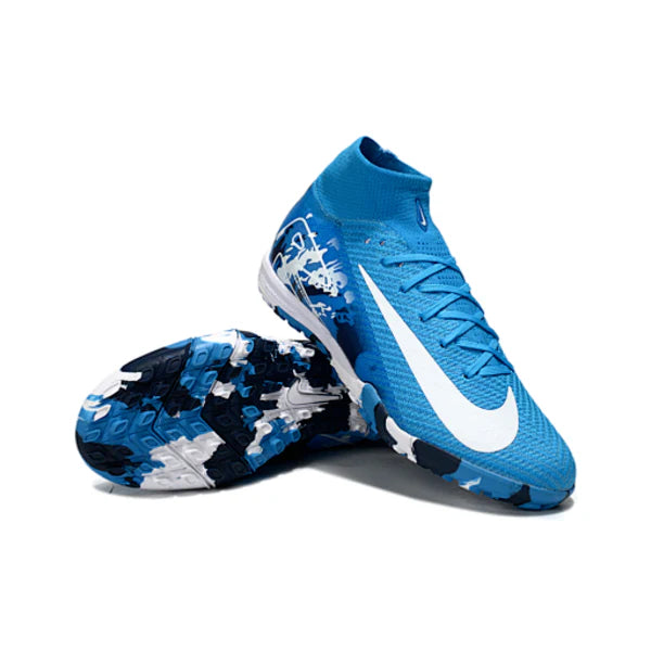 Nike Zoom Mercurial Superfly 10 Elite Blue and White Turf TF Kids Football Boot