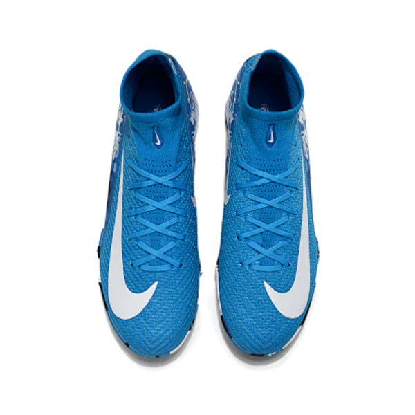 Nike Zoom Mercurial Superfly 10 Elite Blue and White Turf TF Kids Football Boot
