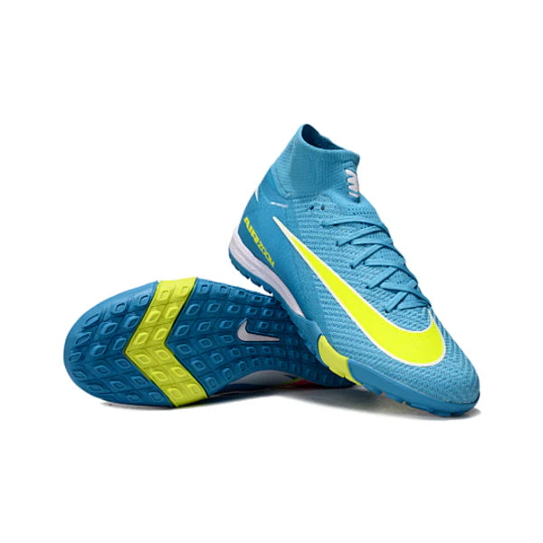 Nike Zoom Mercurial Superfly 10 Elite Blue and Yellow Turf TF Kids Football Boot