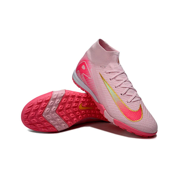 Nike Zoom Mercurial Superfly 10 Elite Kids Pink and Green Turf TF Football Boot
