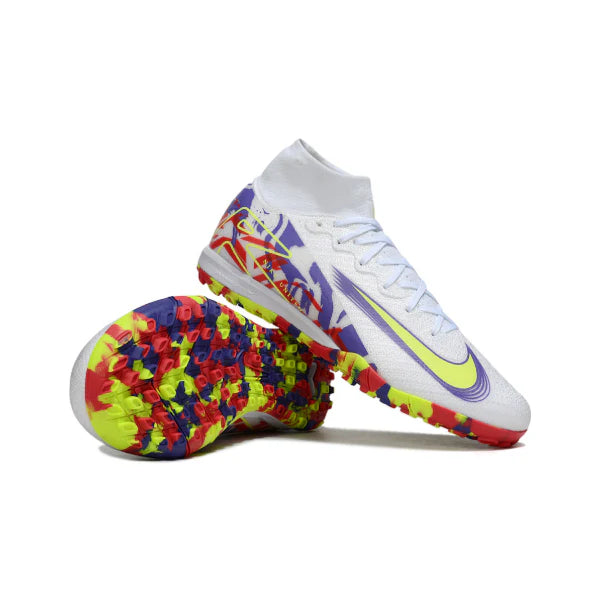 Nike Zoom Mercurial Superfly 10 Elite Kids White and Purple Turf TF Football Boot