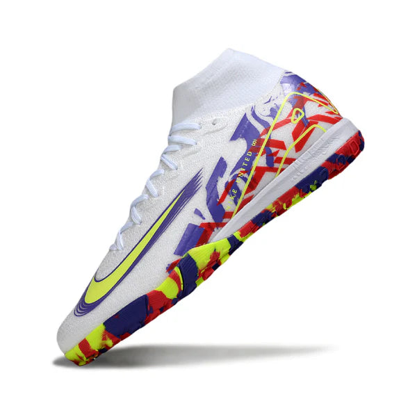 Nike Zoom Mercurial Superfly 10 Elite Kids White and Purple Turf TF Football Boot
