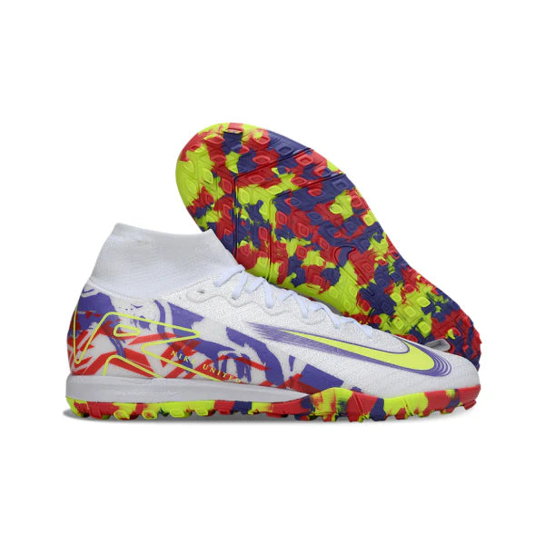 Nike Zoom Mercurial Superfly 10 Elite Kids White and Purple Turf TF Football Boot