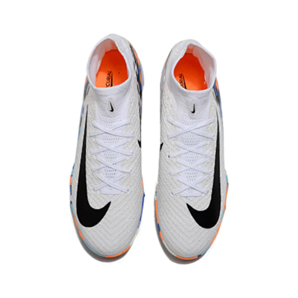 Nike Zoom Mercurial Superfly 10 Elite White and Blue Turf TF Kids Football Boot