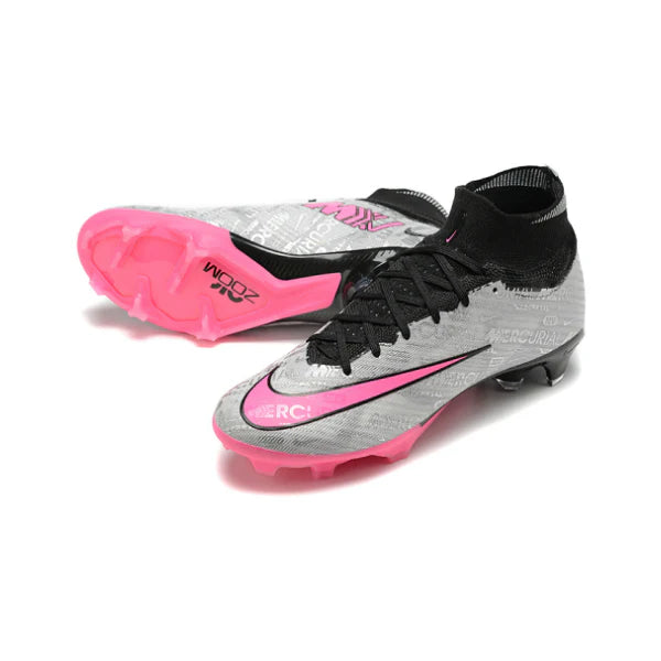 Nike Zoom Mercurial Superfly 9 Elite Gray and Pink Firm Ground FG Kids Football Boot