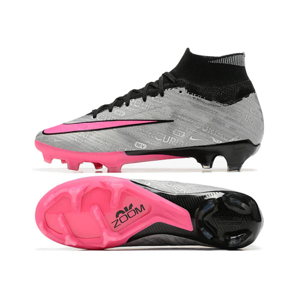 Nike Zoom Mercurial Superfly 9 Elite Gray and Pink Firm Ground FG Kids Football Boot