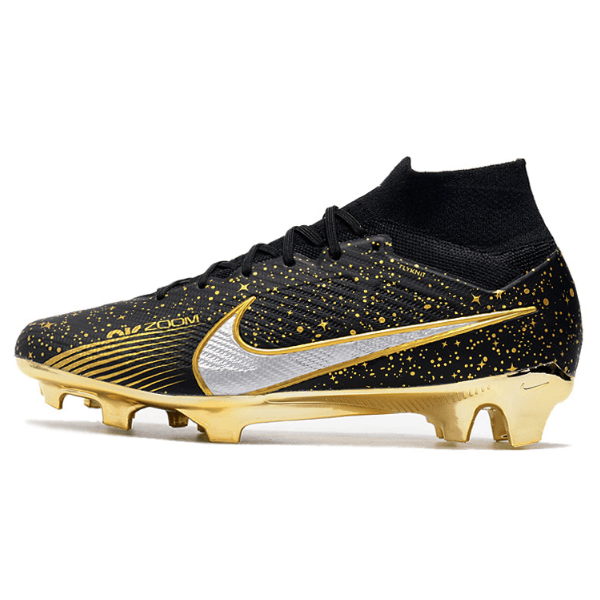 Nike Zoom Mercurial Superfly 9 Elite Black White and Gold FG