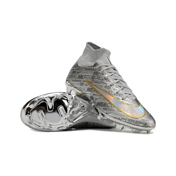 Nike Zoom Mercurial Superfly 9 Elite Silver Firm Ground FG Kids Football Boot