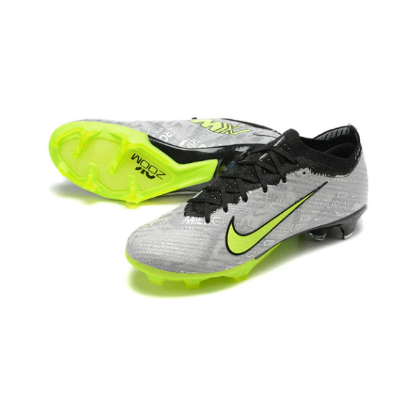 Nike Zoom Mercurial Vapor 15 Elite Gray and Green Firm Ground FG Kids Football Boot