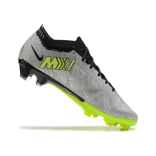 Nike Zoom Mercurial Vapor 15 Elite Gray and Green Firm Ground FG Kids Football Boot