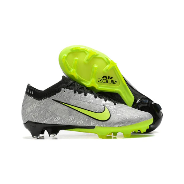 Nike Zoom Mercurial Vapor 15 Elite Gray and Green Firm Ground FG Kids Football Boot