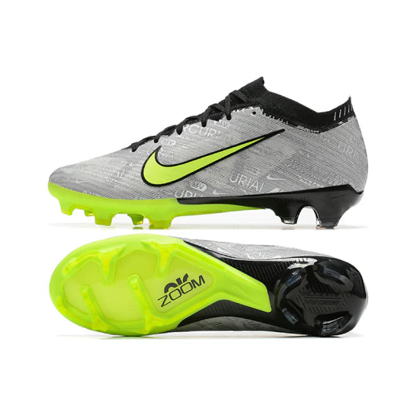 Nike Zoom Mercurial Vapor 15 Elite Gray and Green Firm Ground FG Kids Football Boot
