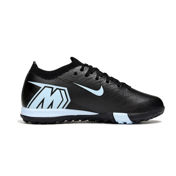 Nike Zoom Mercurial Vapor 16 Elite Black and Light Blue Turf TF Kids Football Boot