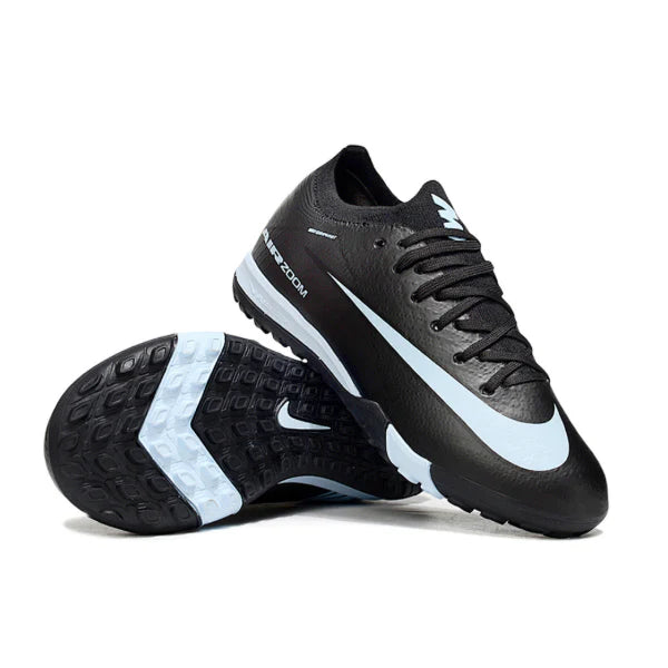 Nike Zoom Mercurial Vapor 16 Elite Black and Light Blue Turf TF Kids Football Boot